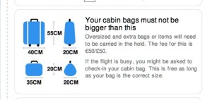 Информация о габаритах и весе багажа Ryanair в посадочных талонах