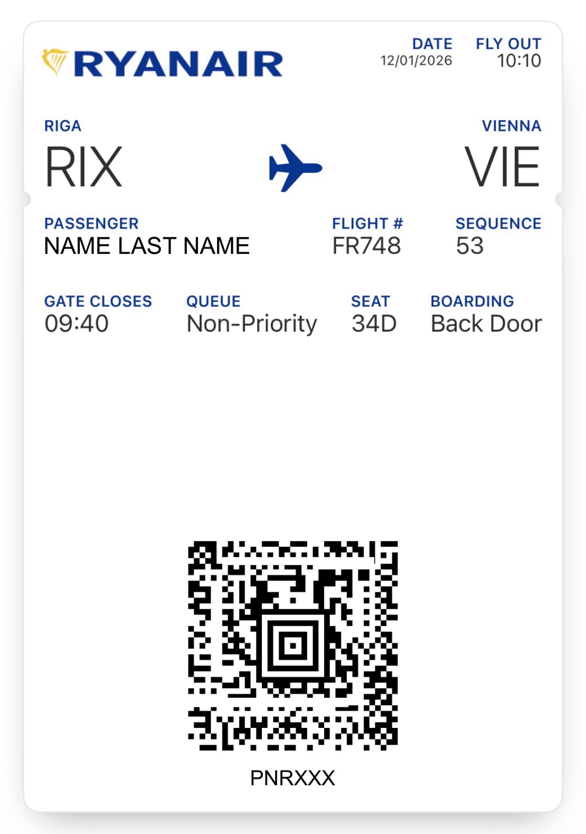 дигитална бордна карта ryanair
